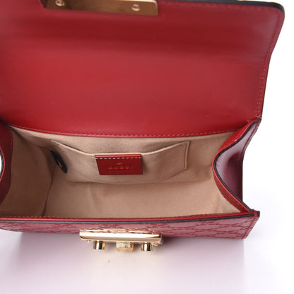 Gucci Guccissima Small Padlock Shoulder Bag Hibiscus Red 9 of 14