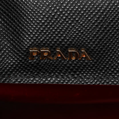Prada Saffiano Cuir Small Double Bag Black Fuoco 6 of 9