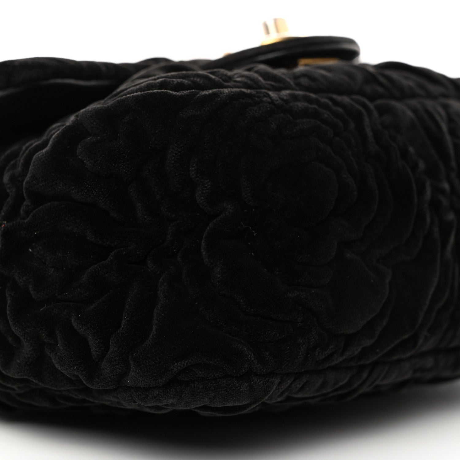Chanel Velvet Camellia Embossed Mini Square Flap Black 10 of 12