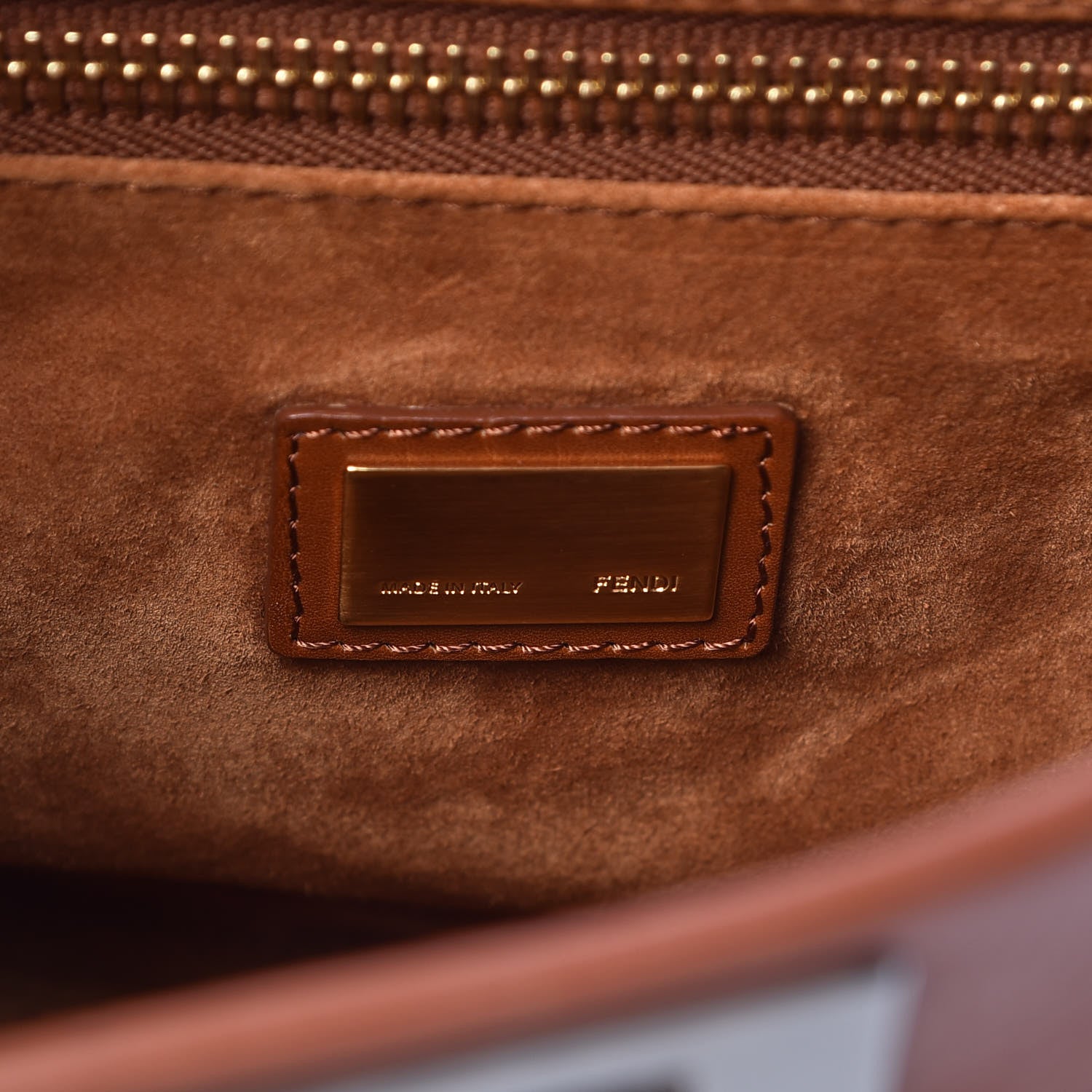 Fendi Vitello Suede Medium Peekaboo Iconic Satchel Cuoio Rame Moro 8 of 17