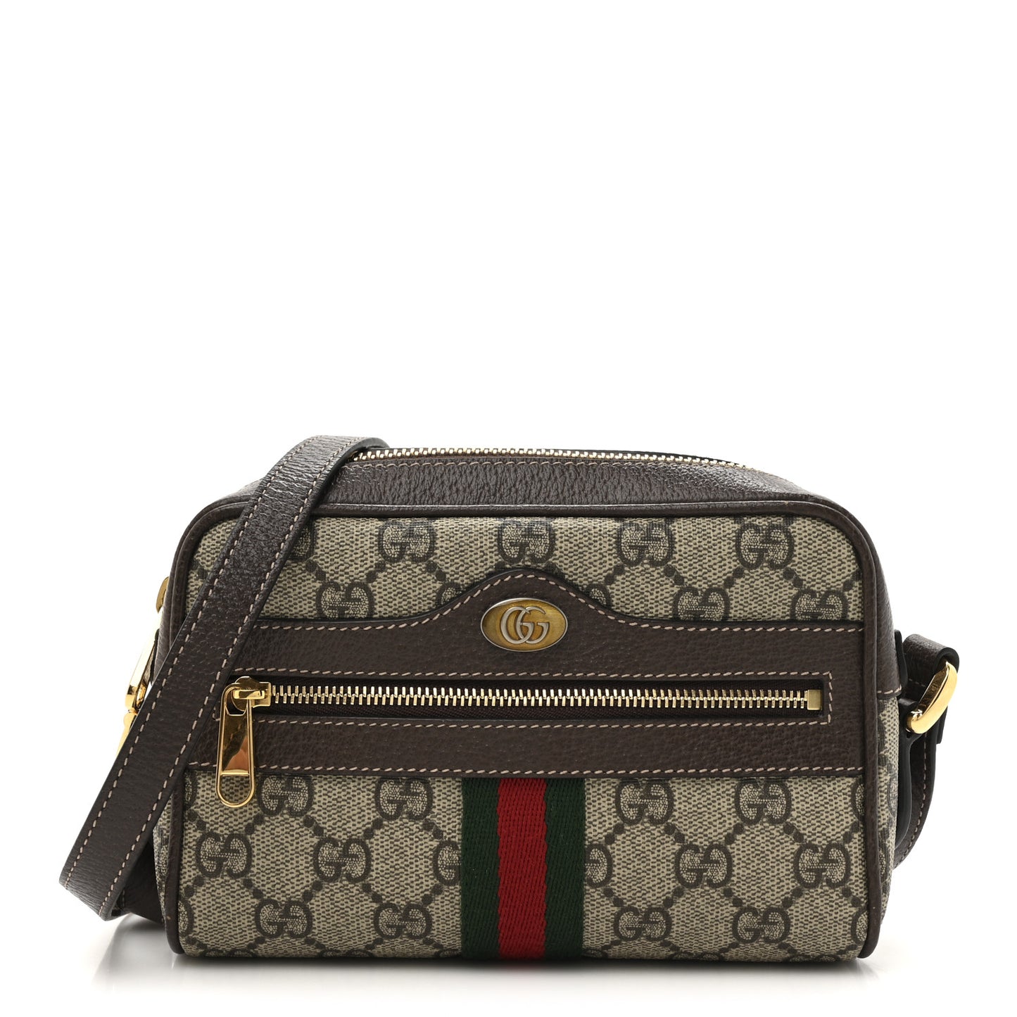 GG Supreme Monogram Web Mini Ophidia Shoulder Bag Brown