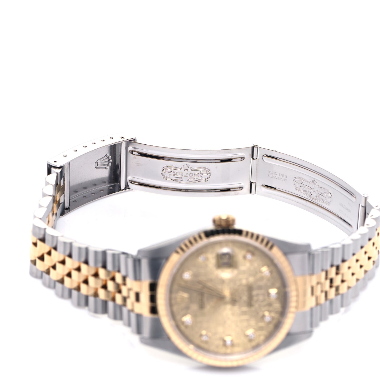 Stainless Steel 18K Yellow Gold Diamond 36mm Oyster Perpetual Datejust Watch Champagne 16233