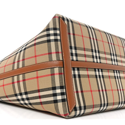 Burberry Cotton Vintage Check Large London Tote Bag Briar Brown Black 9 of 10