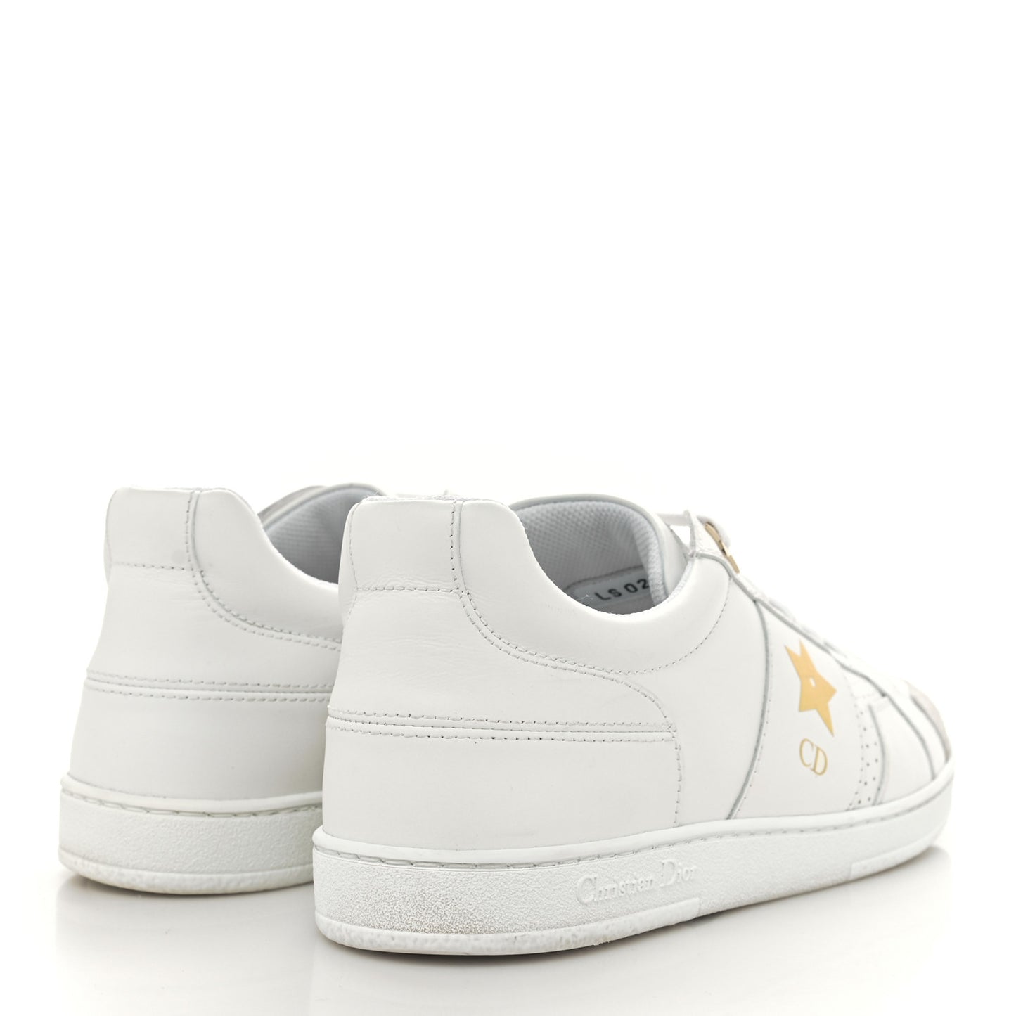 Calfskin Suede Dior Star Low Top Sneakers 38.5 White Gold