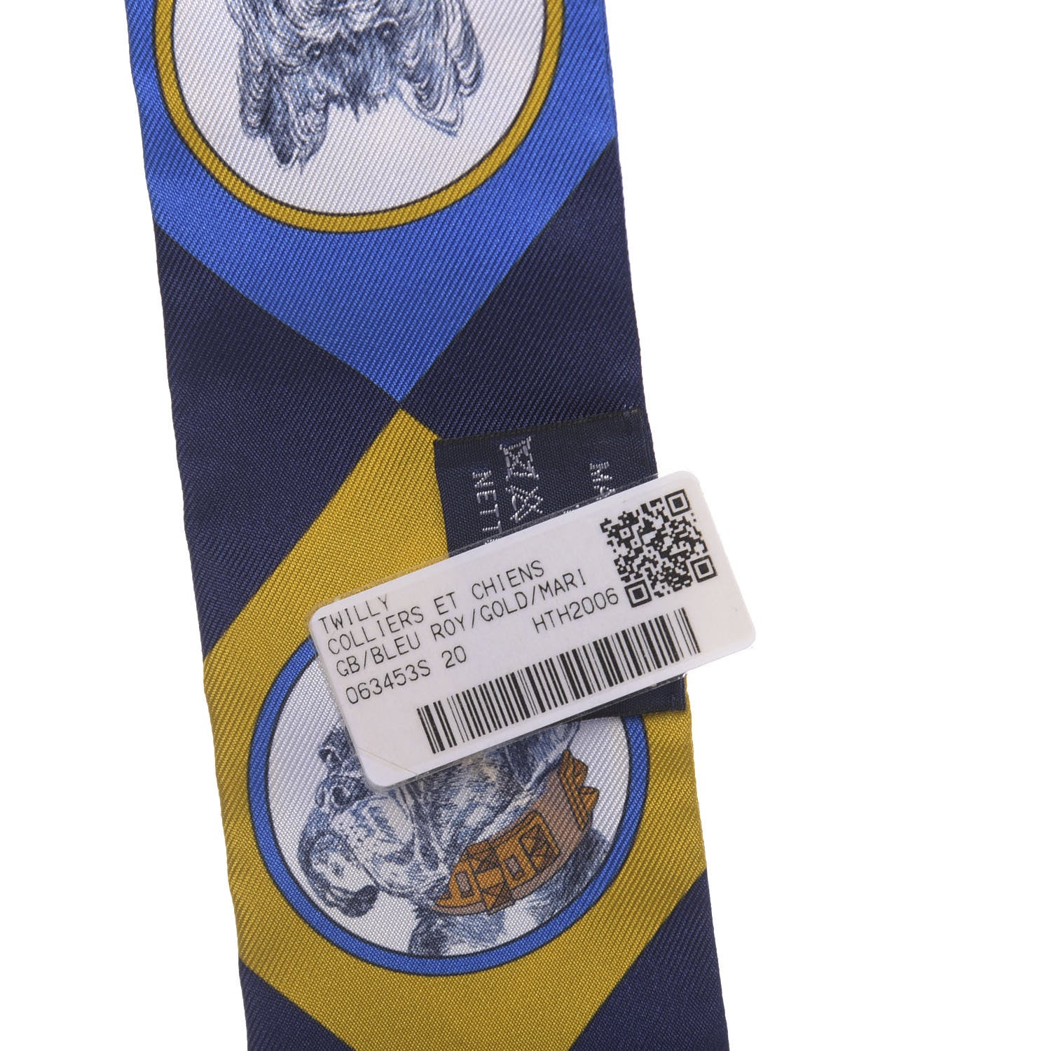 Hermes Silk Colliers Et Chiens Twilly Blue Roy Gold Marine 3 of 4