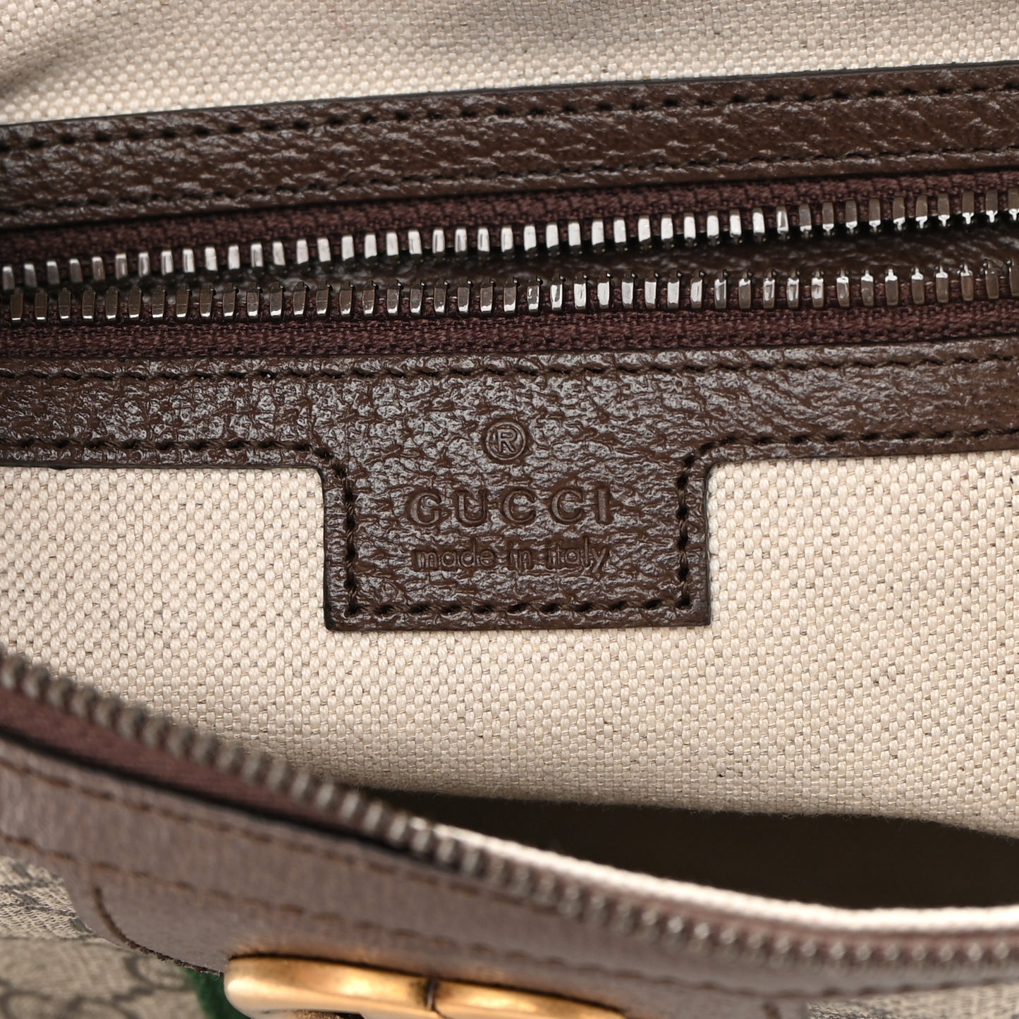 GG Supreme Monogram Web Small Ophidia Half Moon Hobo Brown