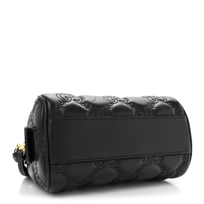 Gucci Calfskin GG Matelasse Mini Bowler Bag Black Natural 4 of 9