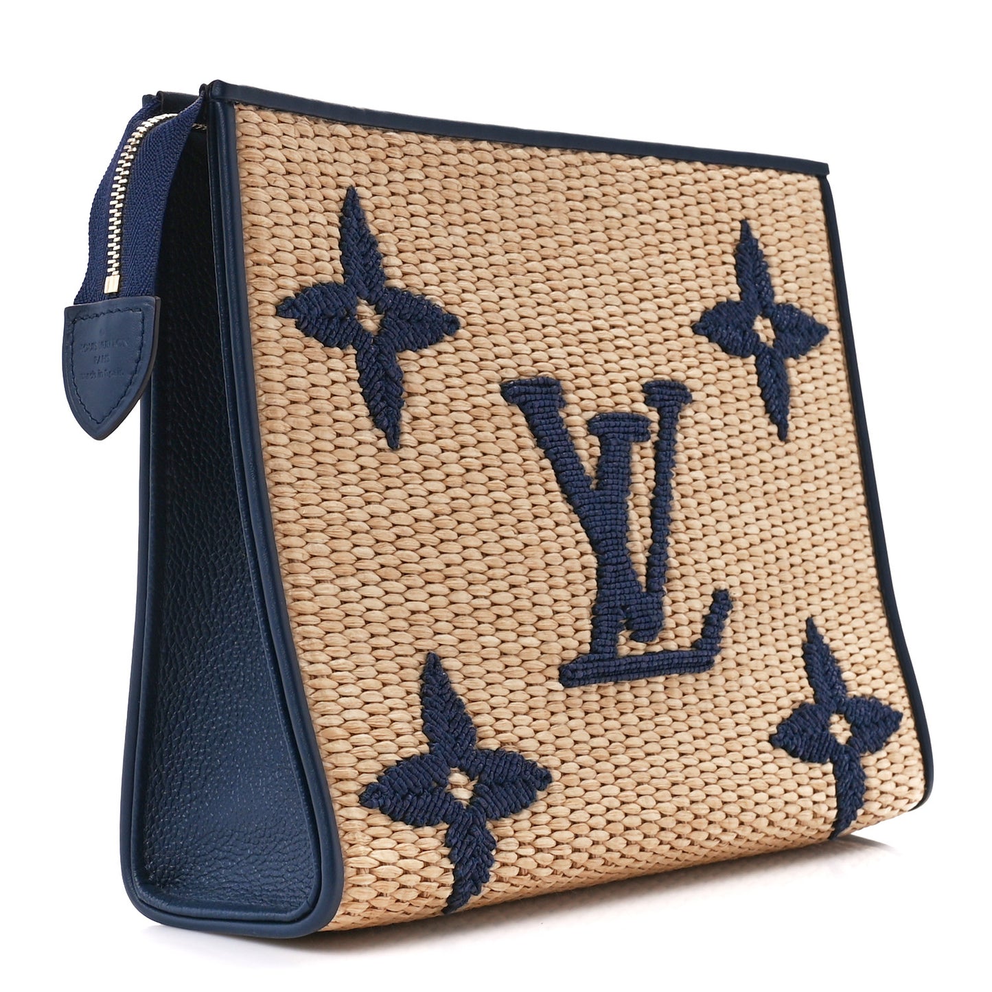 Raffia Calfskin Monogram Giant Toiletry Pouch 26 Blue