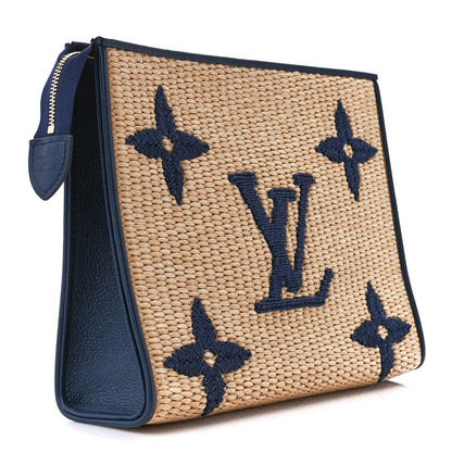 Louis Vuitton Raffia Calfskin Monogram Giant Toiletry Pouch 26 Blue 3 of 9