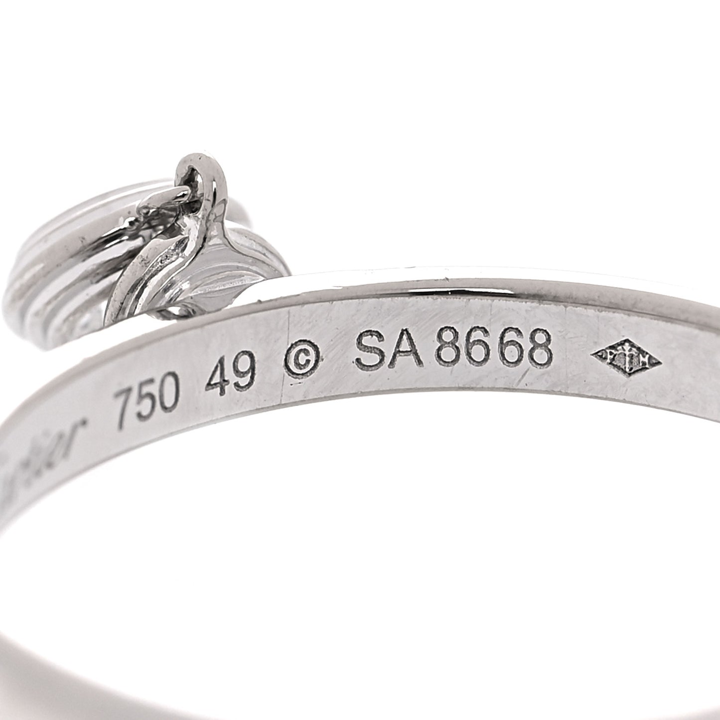 18K White Gold Diamond D'Amour Charm Ring 49 4.75