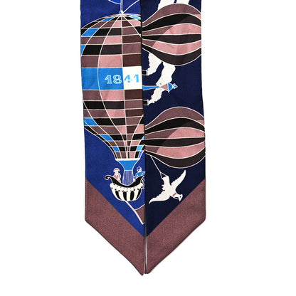 Hermes Silk Les Folies Du Ciel Twilly Marine Marron Glace White 2 of 3