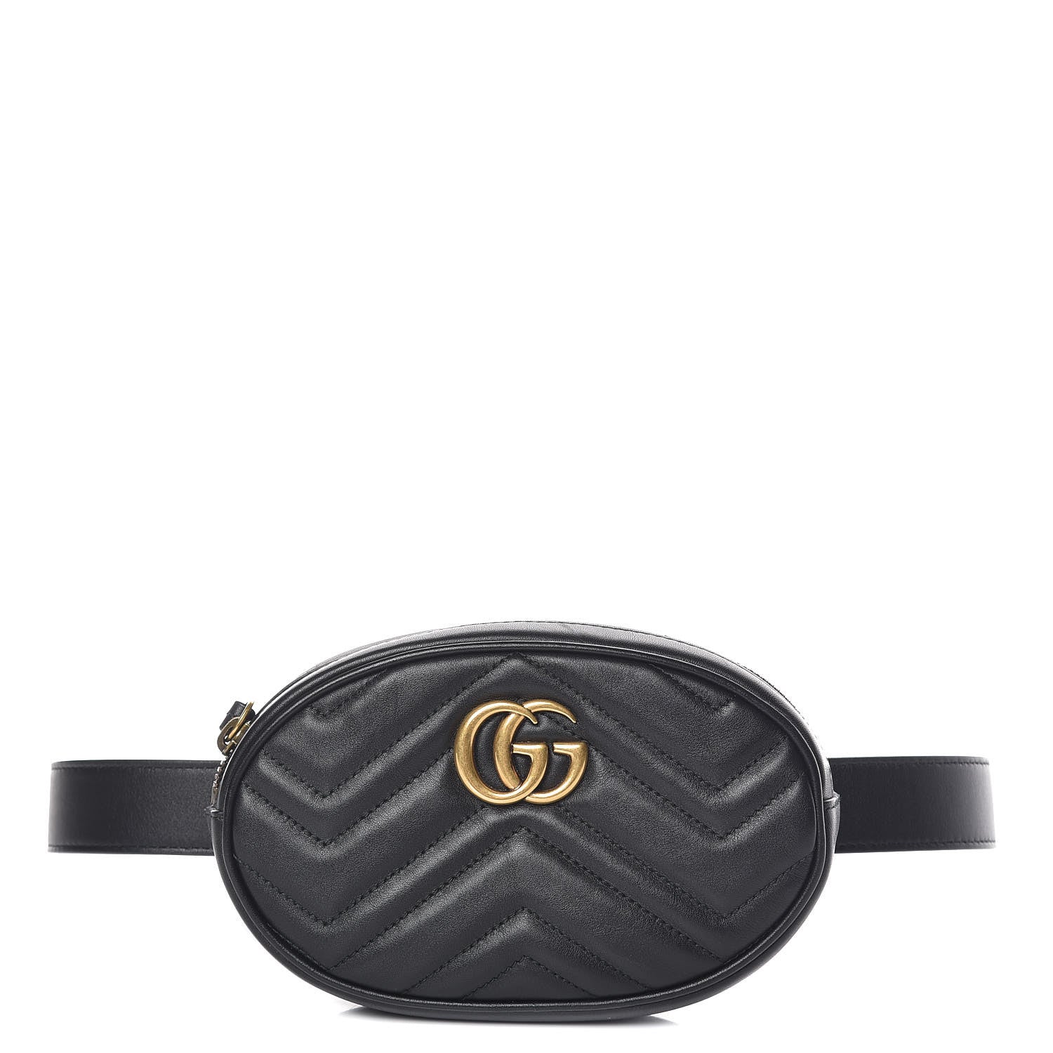 Gucci Calfskin Matelasse GG Marmont Belt Bag 75 30 Black 1 of 10