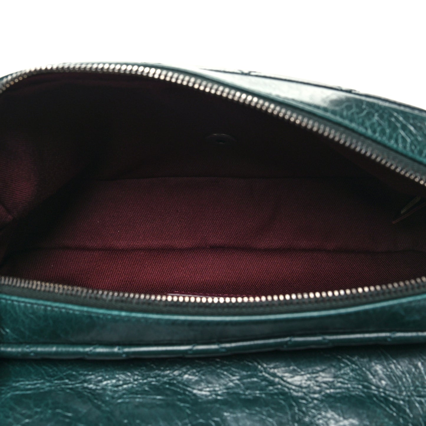 Glazed Calfskin Quilted Medium Duo Color Flap Dark Green Burgundy