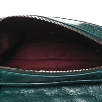 Chanel Glazed Calfskin Quilted Medium Duo Color Flap Dark Green Burgundy 5 of 11