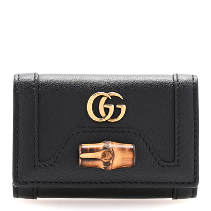 Gucci Wonka Grain Calfskin Diana 6 Key Holder Case Black 1 of 9