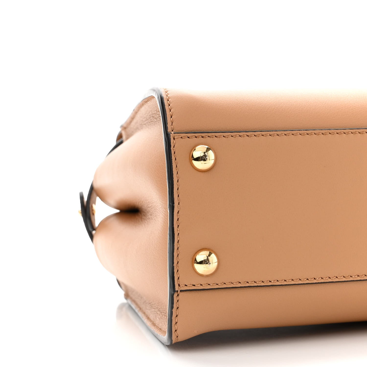 Fendi Vitello Seta Canvas FF Embroidered Mini Peekaboo Iconic Satchel Miele Scuro Poudre 8 of 10
