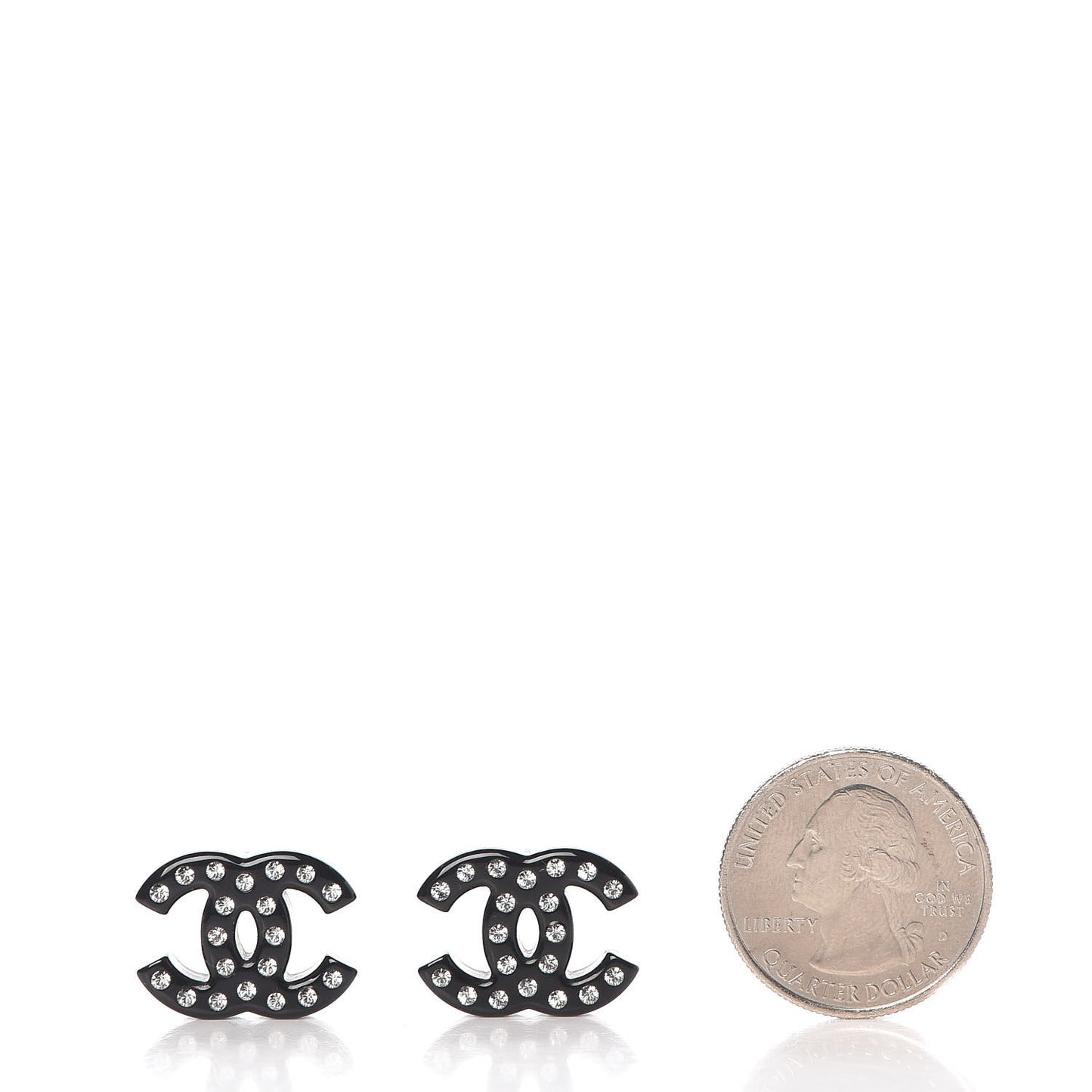 Resin Crystal CC Earrings Black