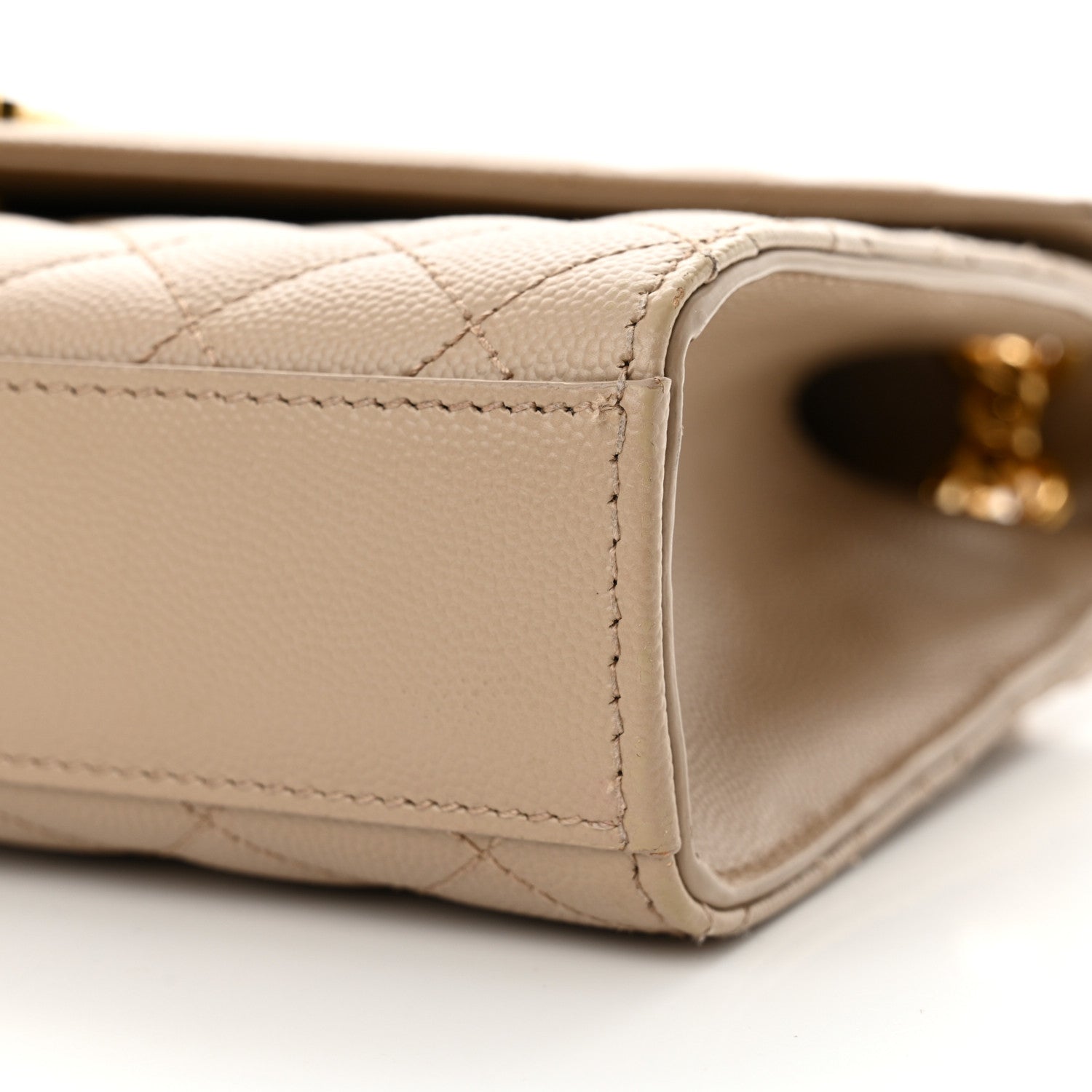 Saint Laurent Grain De Poudre Textured Mixed Matelasse Medium Triquilt Monogram Satchel Dark Beige 10 of 14