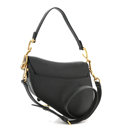 Christian Dior Grained Calfskin Saddle Bag With Strap Black 3 of 10
