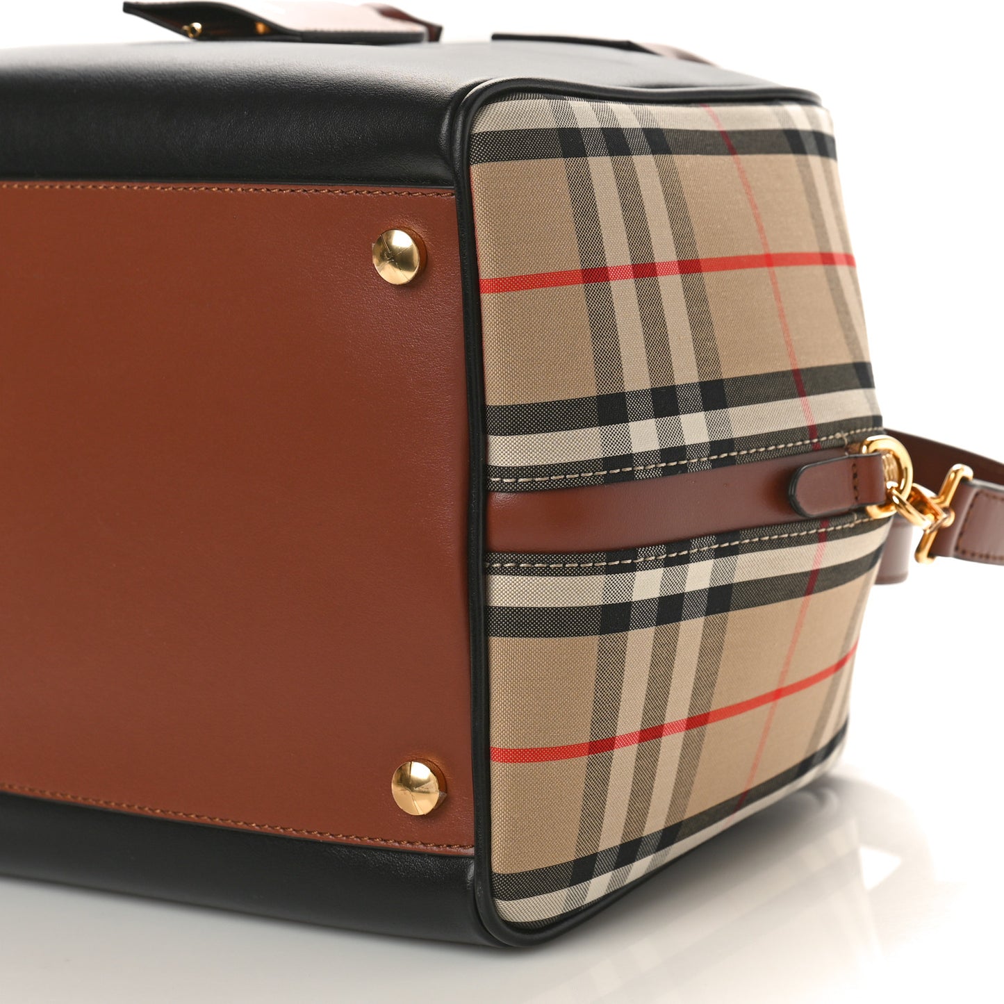 Smooth Calfskin Small Cube Bowling Bag Black Archive Beige