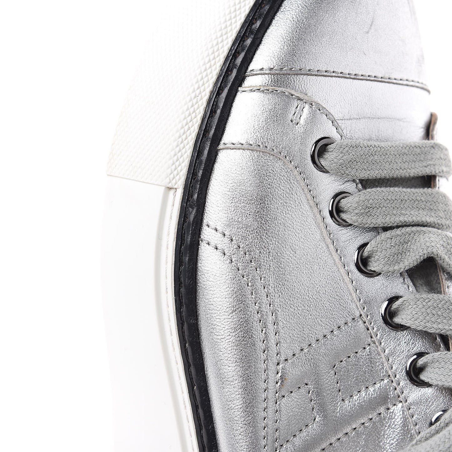 Metallic Nappa Polo Sneakers 35.5 Argent Black