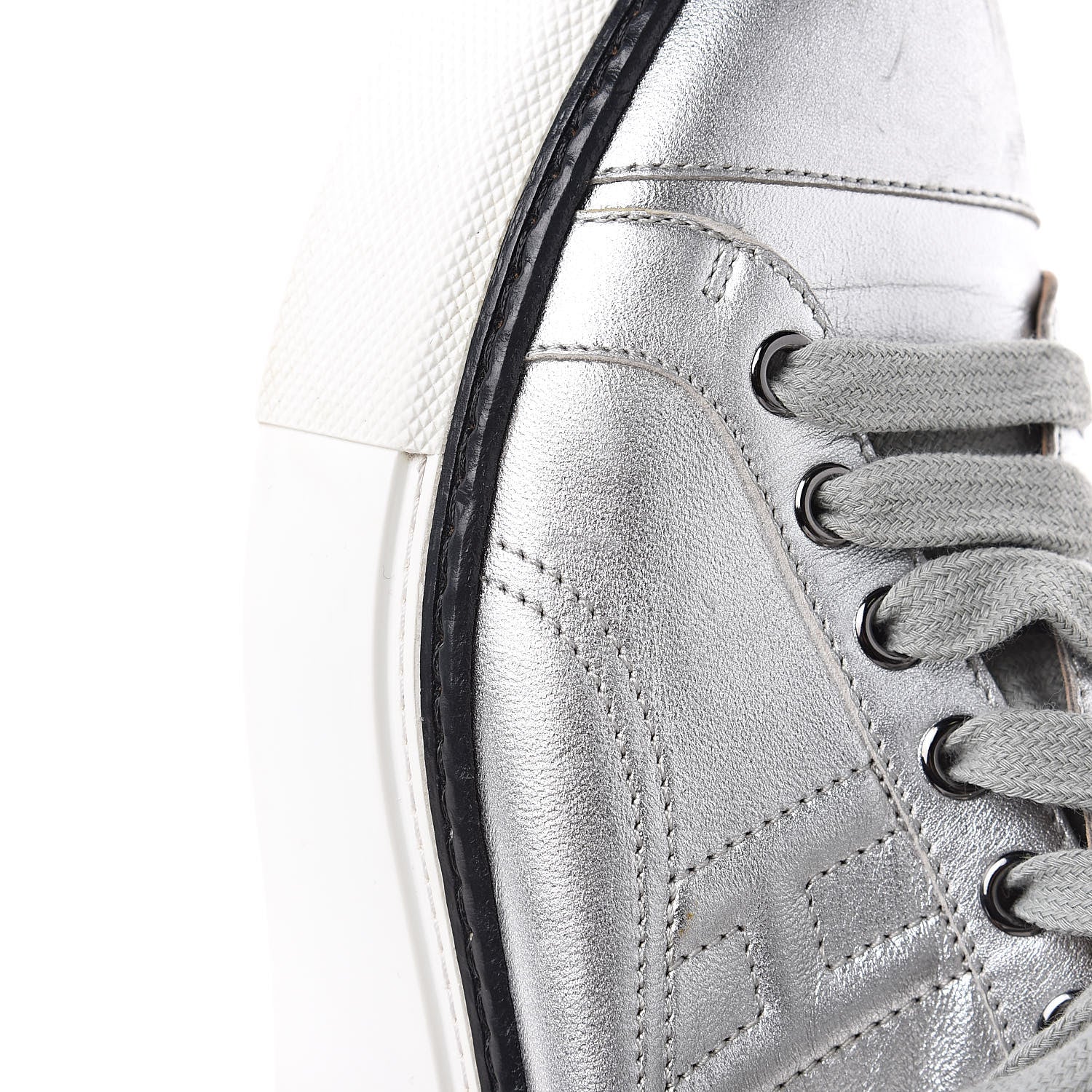 Hermes Metallic Nappa Polo Sneakers 35.5 Argent Black 12 of 14