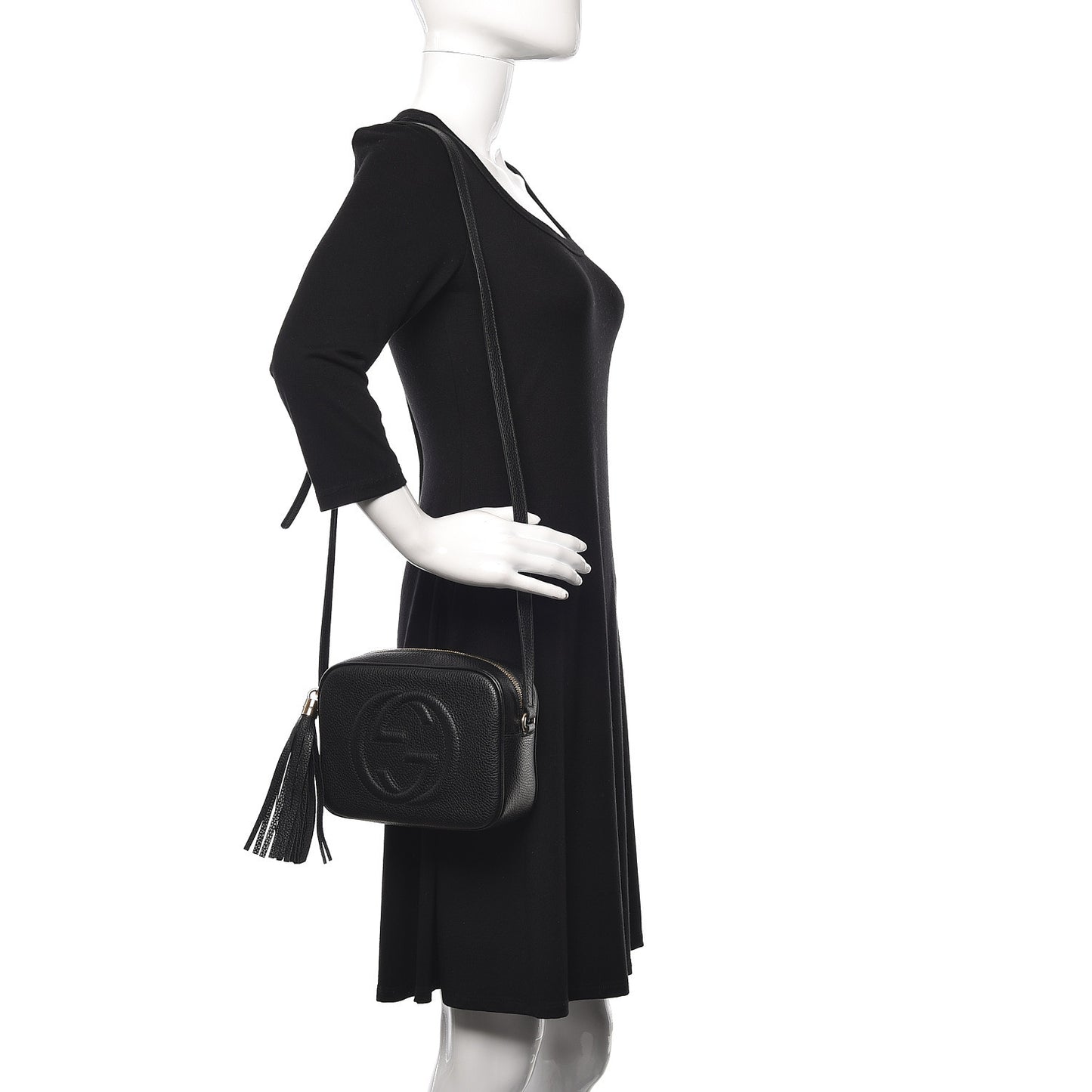 Pebbled Calfskin Small Soho Disco Bag Black