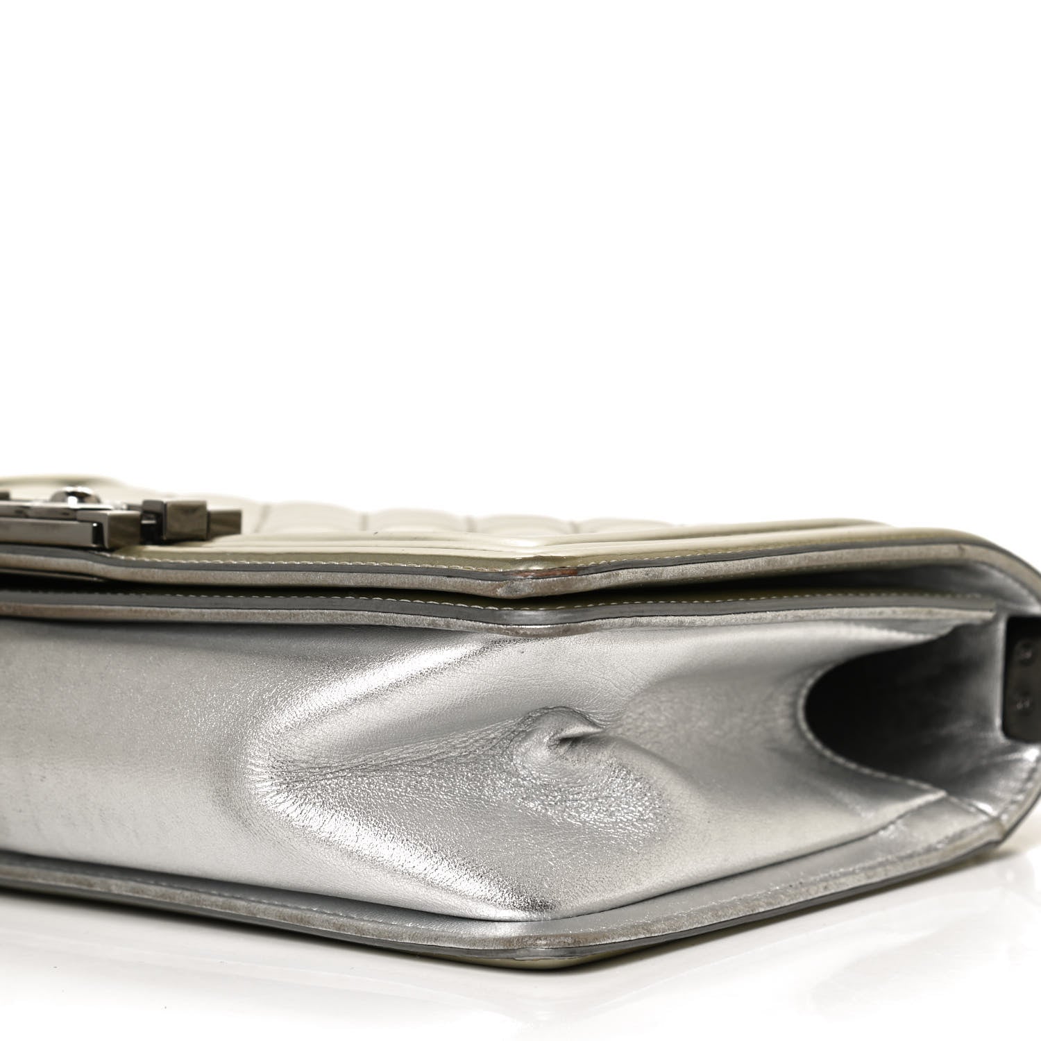 Chanel Metallic Patent Calfskin Quilted Medium Boy Flap Silver 9 of 9