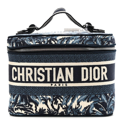 Christian Dior Canvas Embroidered Palm Tree Diortravel Vanity Case Blue Multicolor 1 of 8
