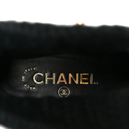 Chanel Calfskin Knit CC Short Boots 38 Black 9 of 10