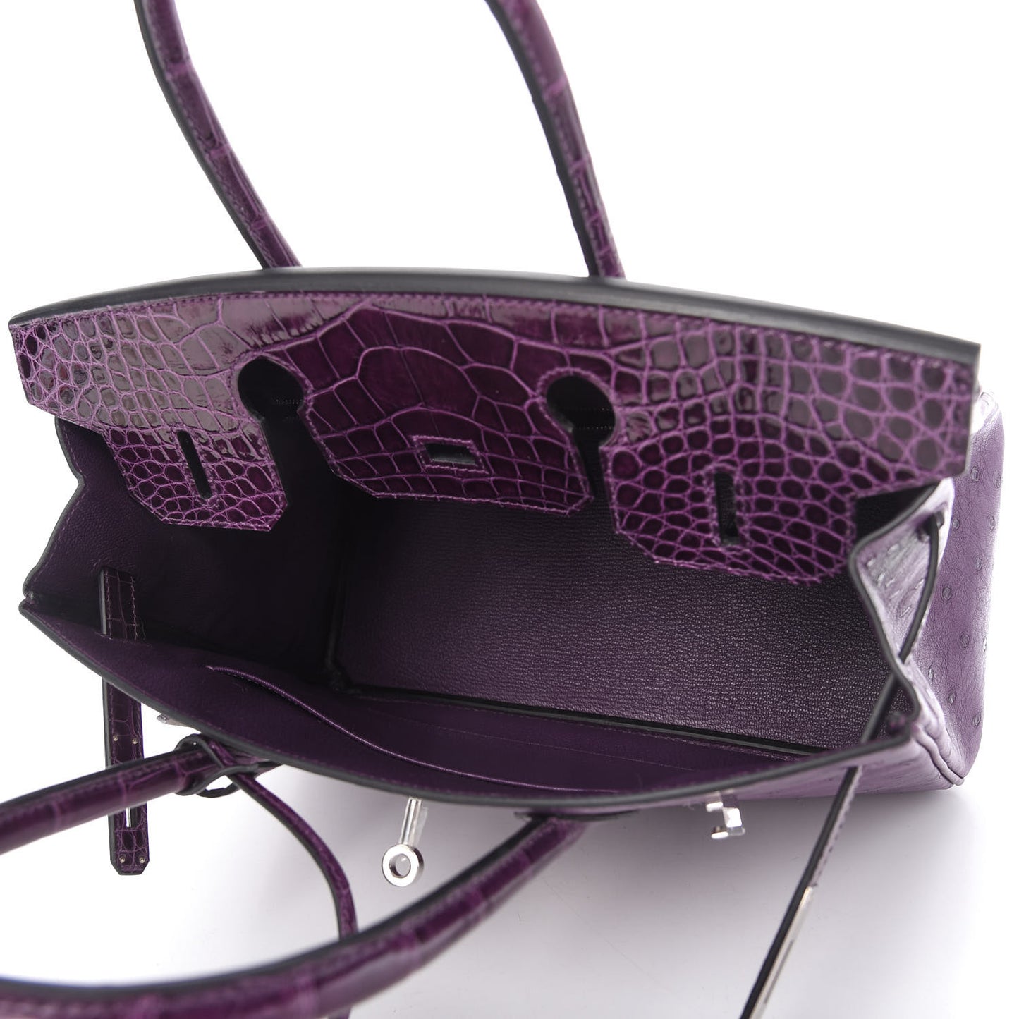 Ostrich Shiny Alligator Birkin Touch 30 Violine