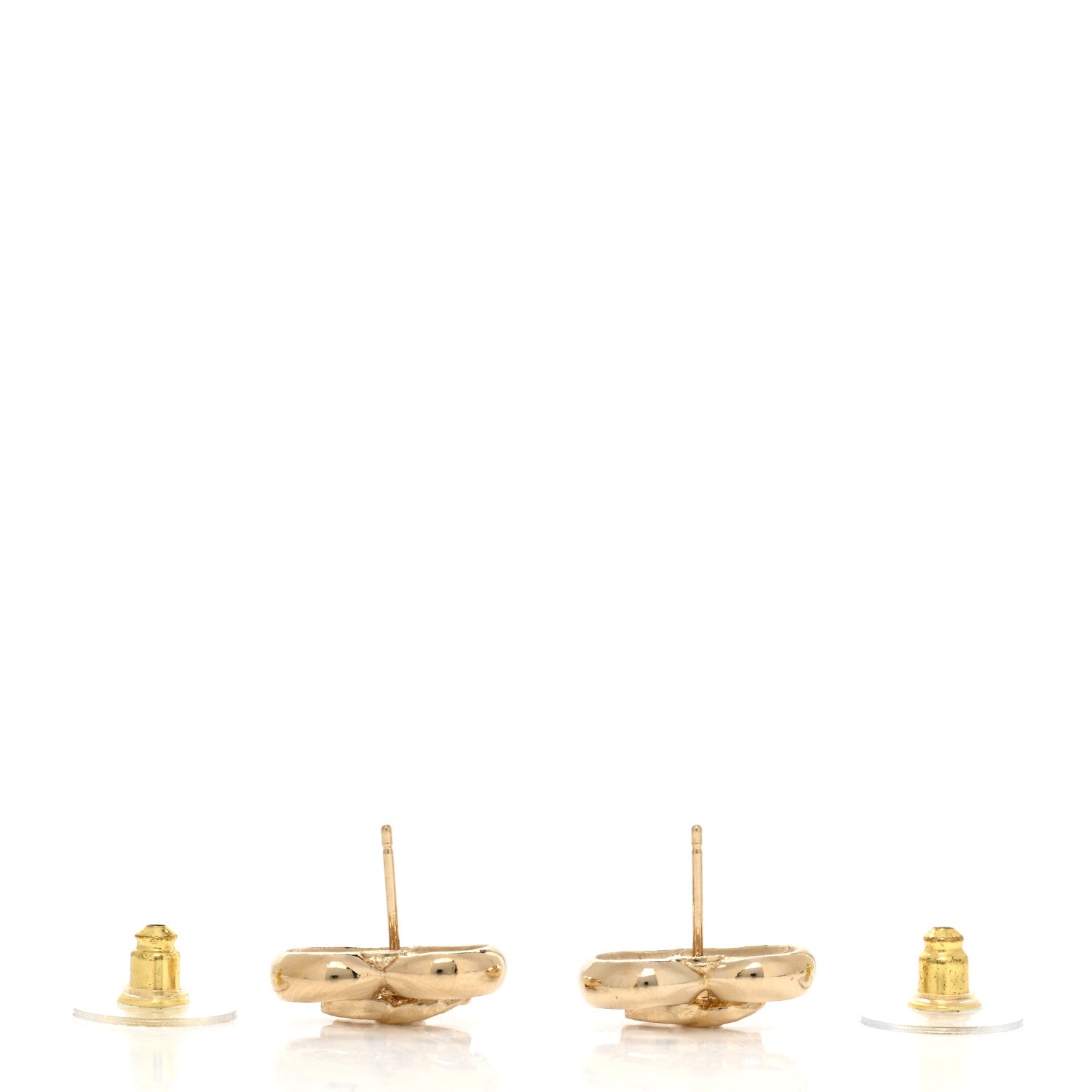 Chanel Metal Crystal CC Logo Heart Earrings Gold 3 of 4