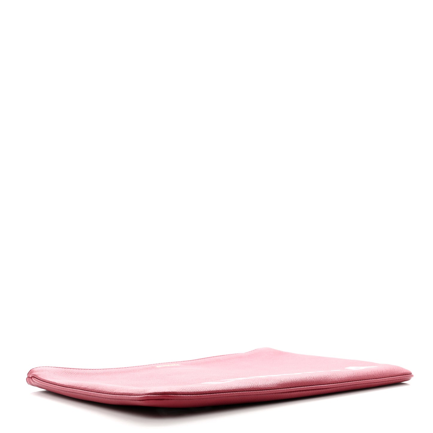 Signature Grained Calfskin Large Ville Zip Pouch Rouge Grenat White