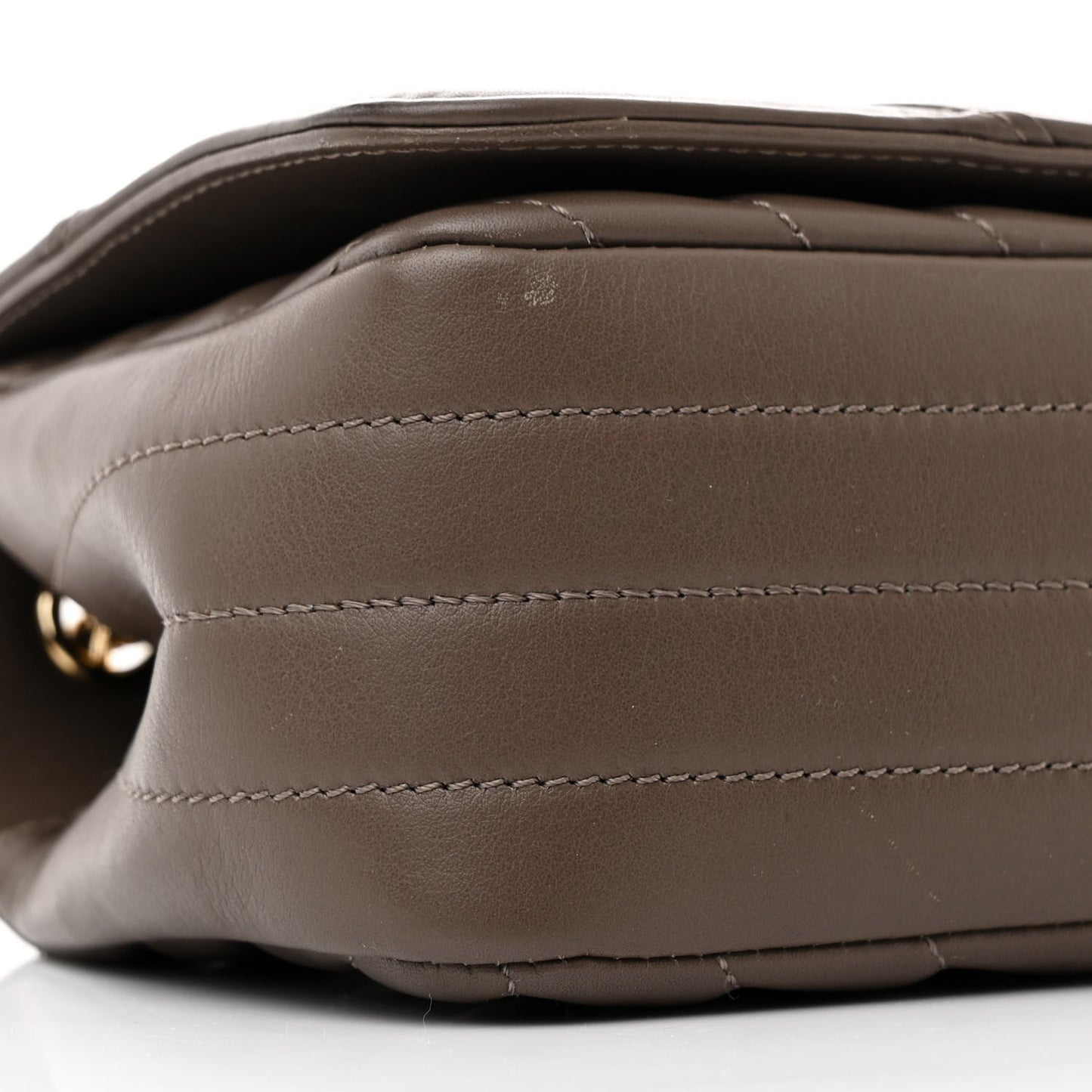 Calfskin Chevron Quilted Mini Statement Flap Khaki