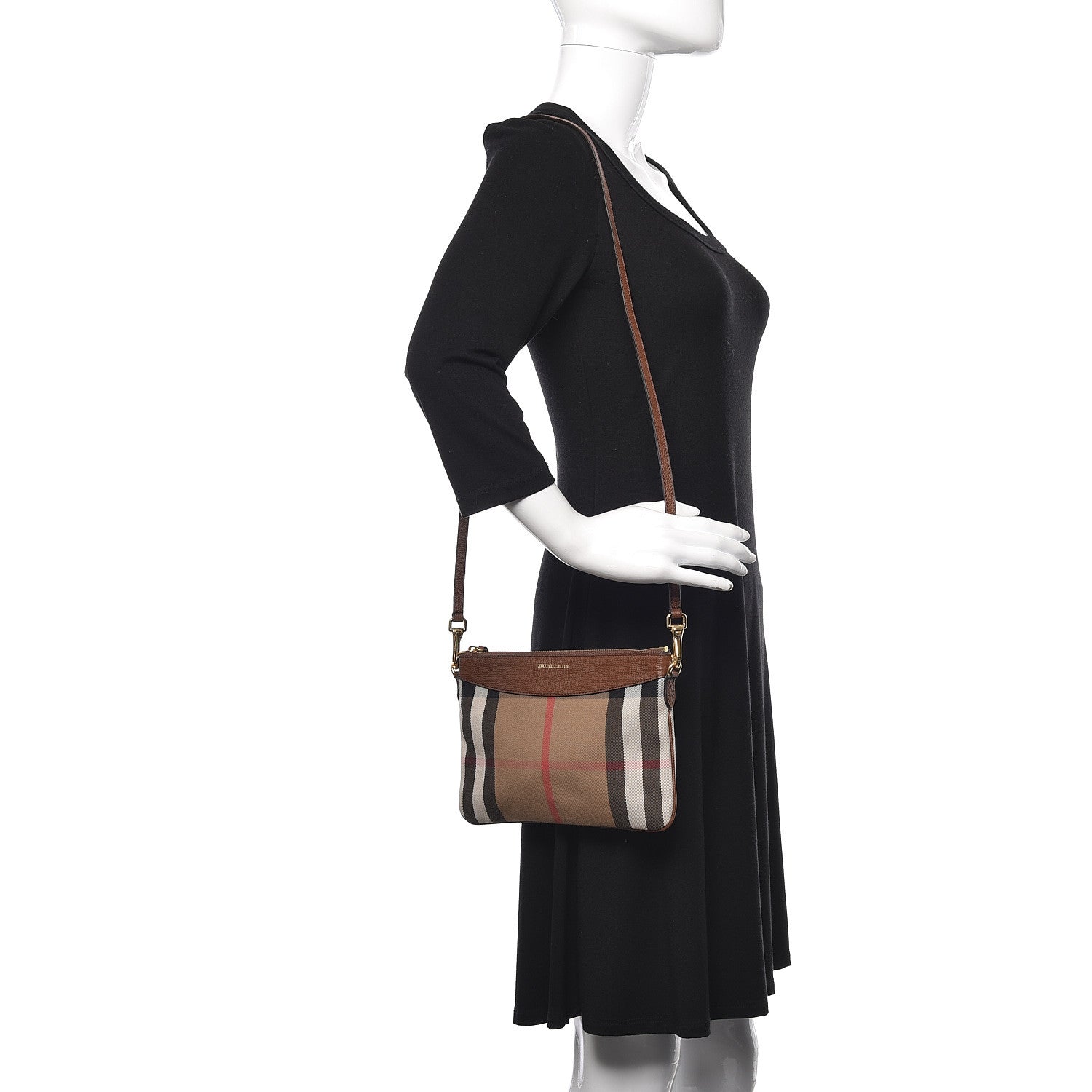 Burberry House Check Derby Peyton Crossbody Clutch Bag Tan 2 of 11