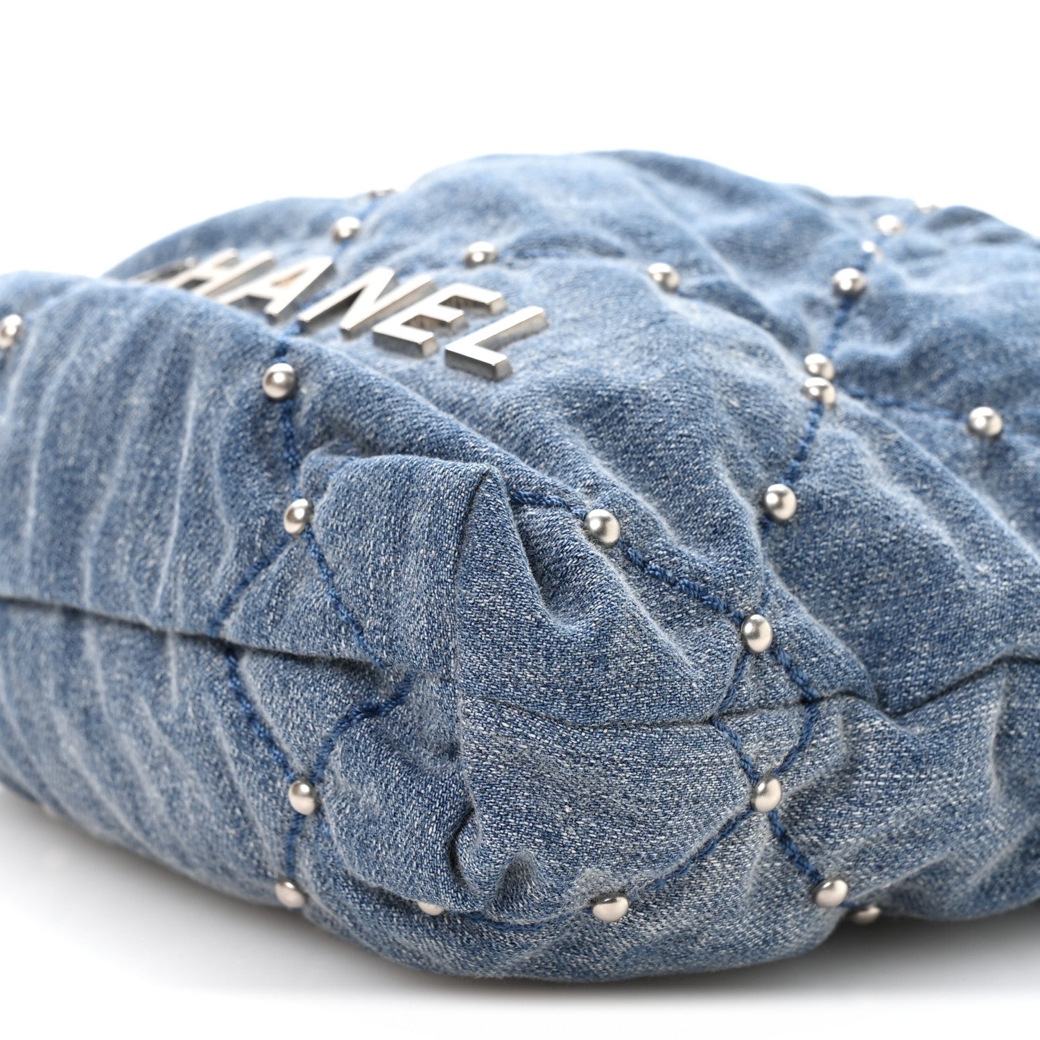 Chanel Washed Denim Quilted Studded Mini Chanel 22 Blue 10 of 10