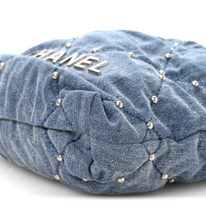 Chanel Washed Denim Quilted Studded Mini Chanel 22 Blue 10 of 10