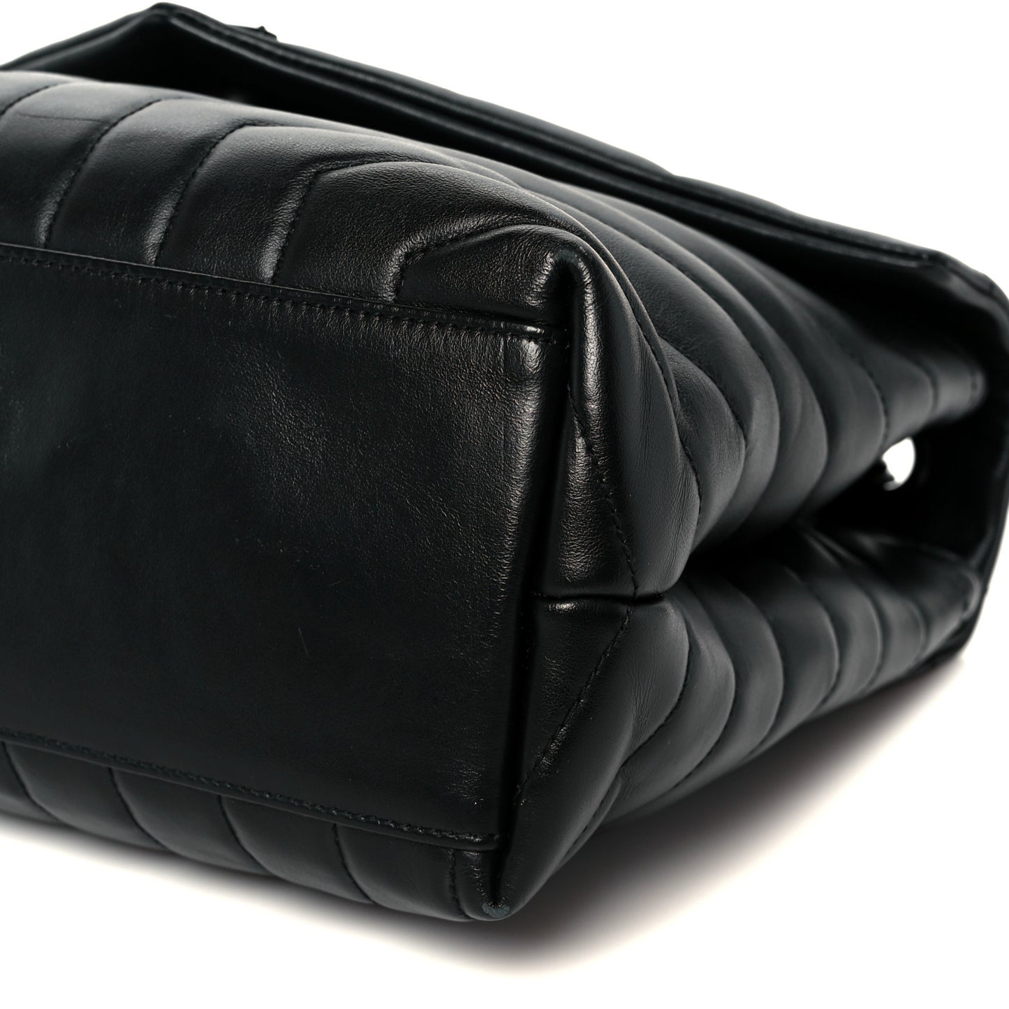 Calfskin Y Quilted Monogram Monochrome Medium Loulou Chain Satchel Black Black