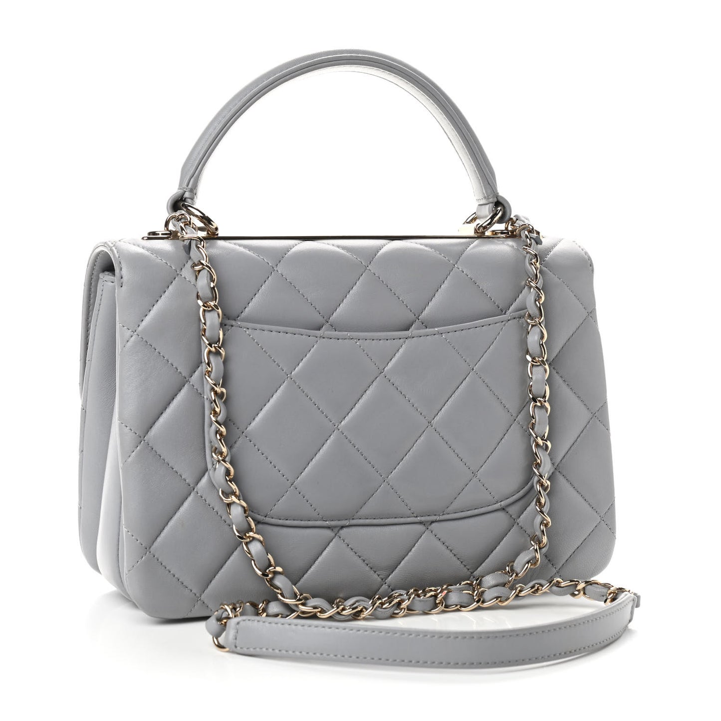 Lambskin Quilted Small Trendy CC Flap Dual Handle Bag Grey