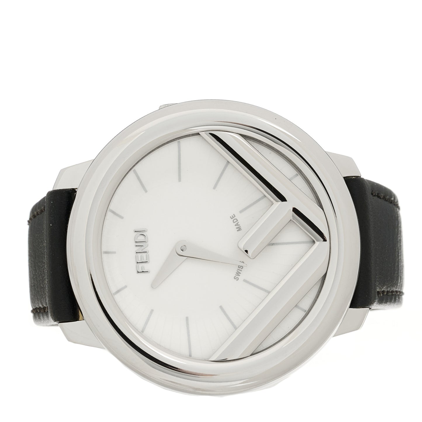 Stainless Steel Calfskin 36mm Fendi Run Away Quartz Watch Black