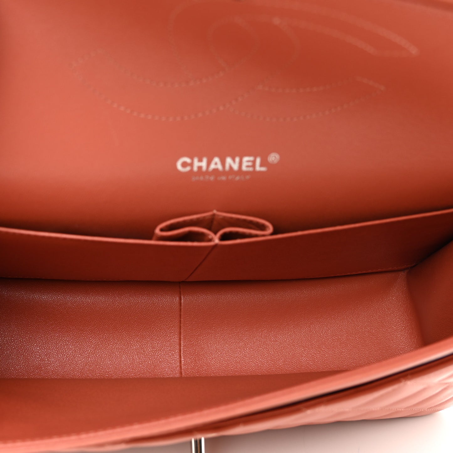 Lambskin Quilted Jumbo Double Flap Orange