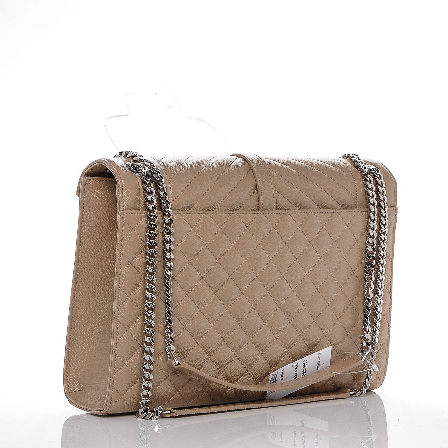 Saint Laurent Grain De Poudre Large Tri-Quilt Monogram Satchel Dark Beige 3 of 7