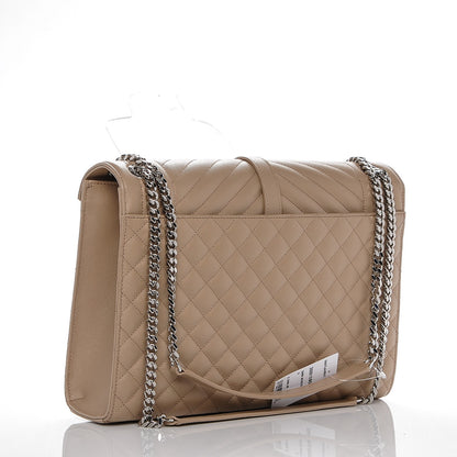 Saint Laurent Grain De Poudre Large Tri-Quilt Monogram Satchel Dark Beige 3 of 7