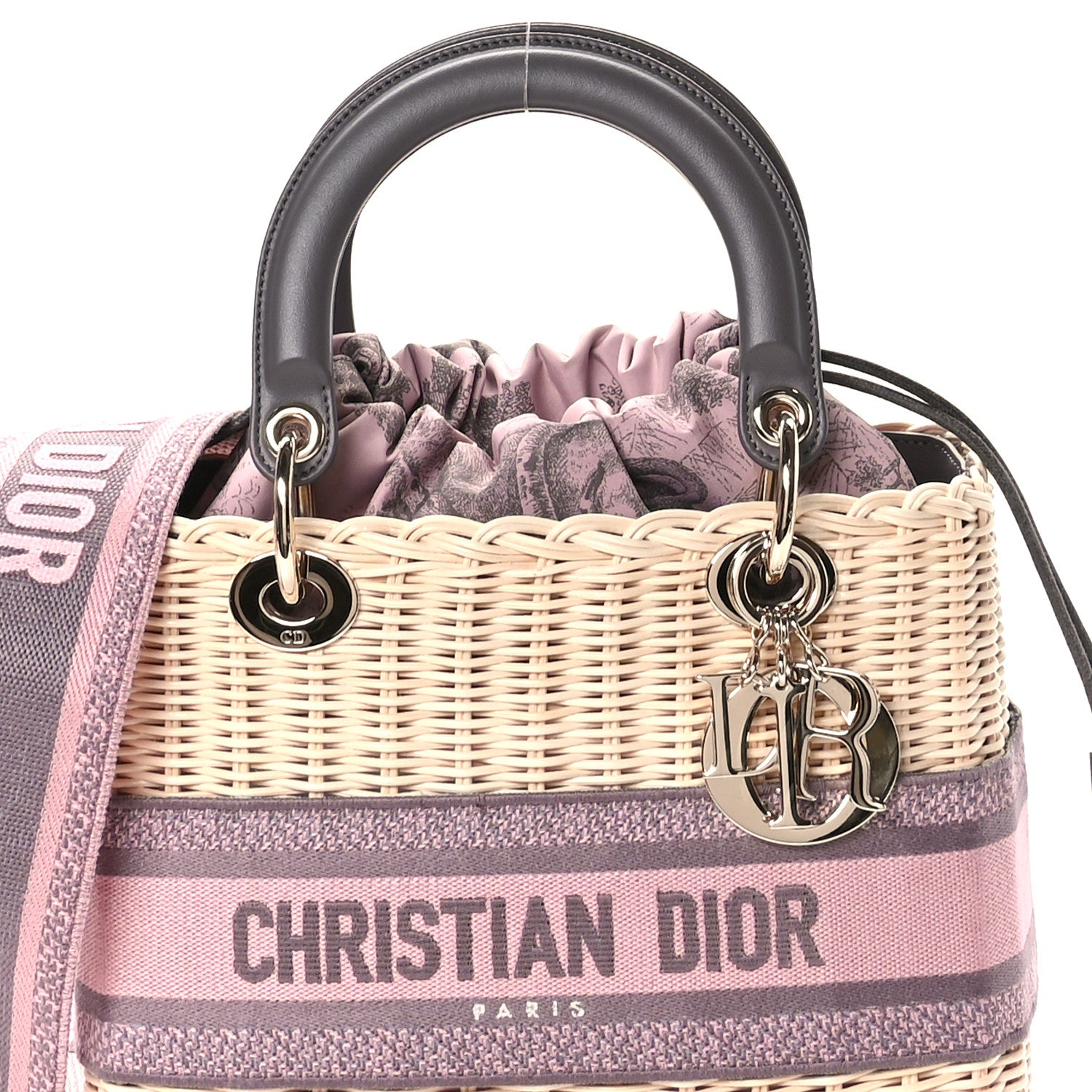 Christian Dior Wicker Oblique Medium Lady Dior Bag Pink Grey 8 of 10
