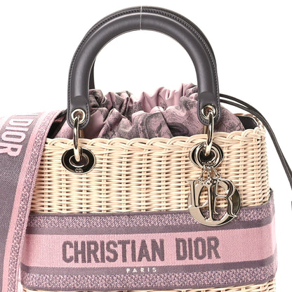 Christian Dior Wicker Oblique Medium Lady Dior Bag Pink Grey 8 of 10