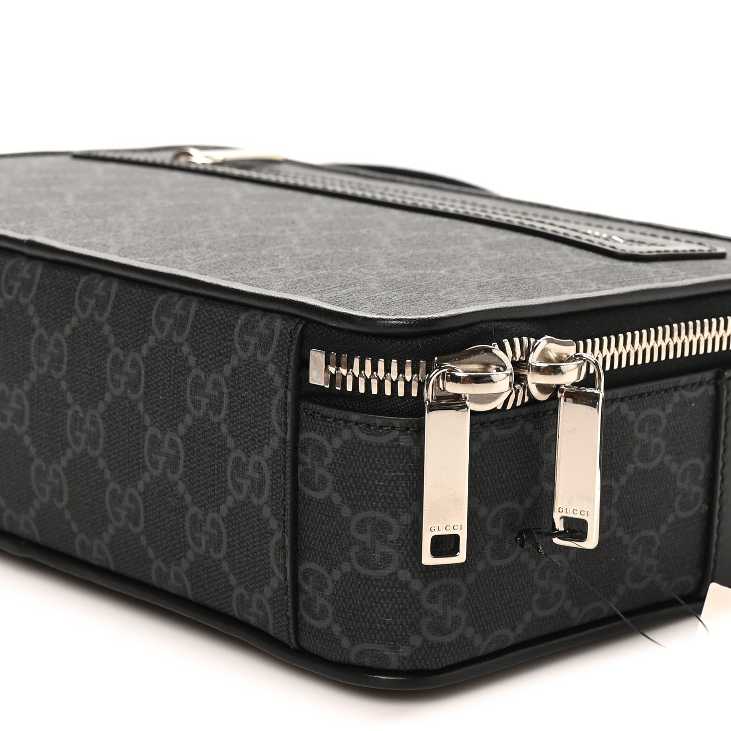 Gucci GG Supreme Monogram Web Small Shoulder Bag Black Grey 10 of 10