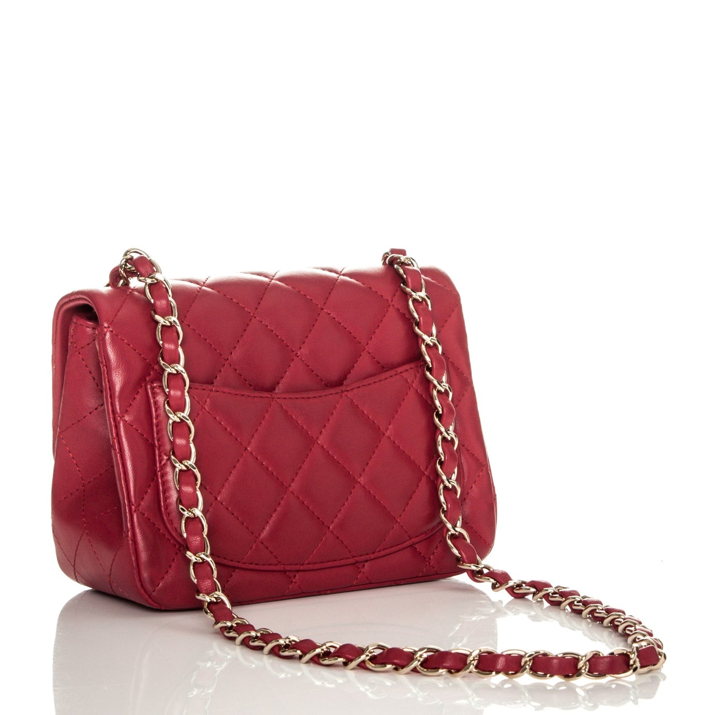 Lambskin Quilted Mini Square Flap Fuchsia