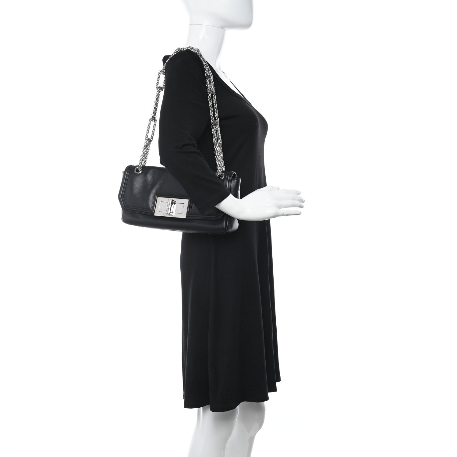 Chanel Grained Calfskin Mademoiselle Lock Bijoux Chain Flap Black 2 of 13