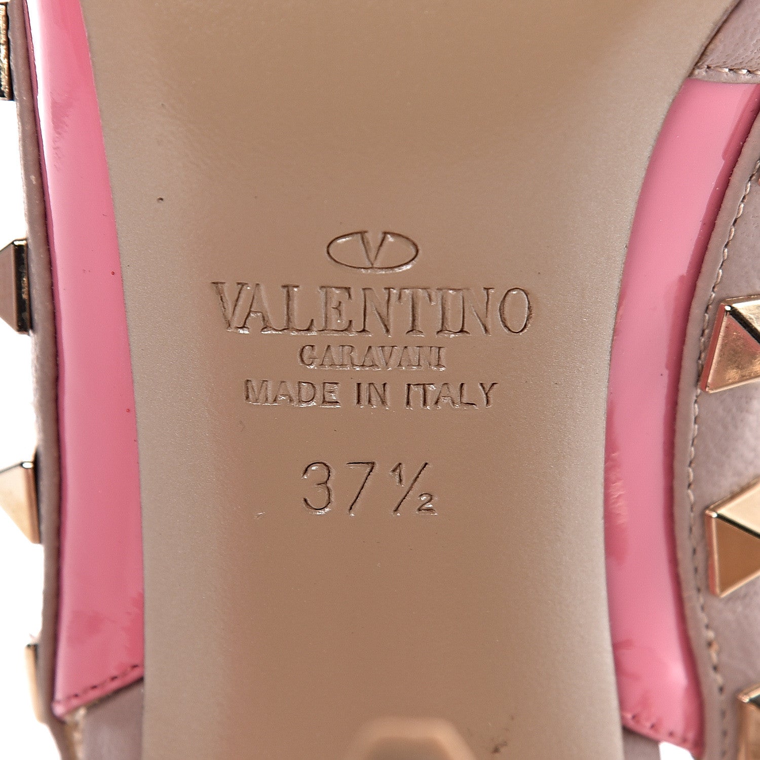 Valentino Garavani Patent Rockstud Ankle Strap Pumps 37.5 Pink Poudre 11 of 12