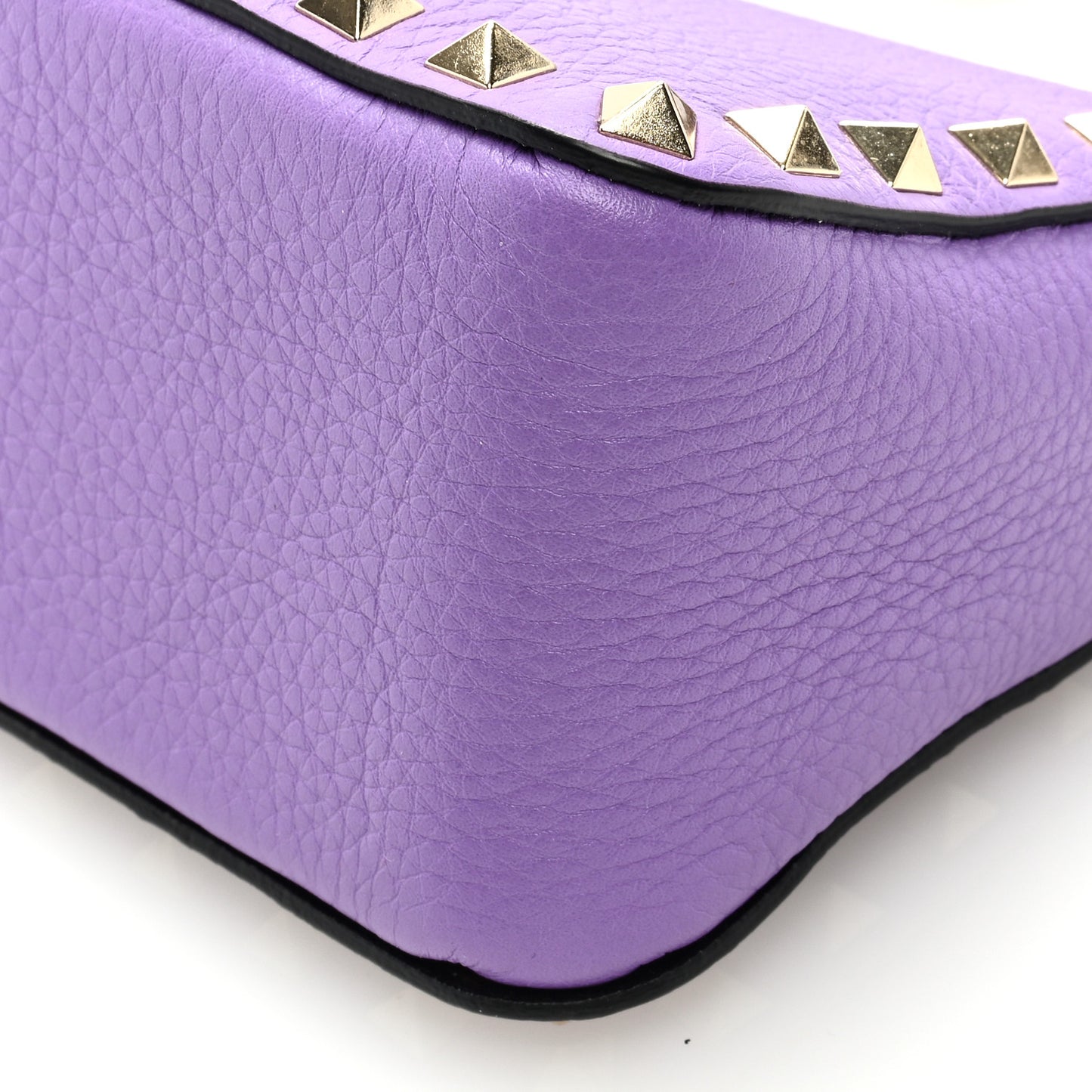 Pebbled Calfskin Small Rockstud Flip Lock Shoulder Bag Glicine